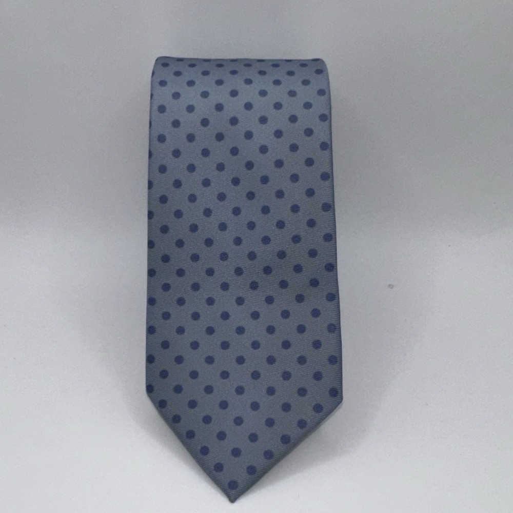 Azazie Slim Tie Blue Gray Polka Dot Woven Skinny Necktie 2.5in Wedding Excellent